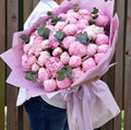 Bouquet of 50 pink peony flowers from Ward and Haneen arranged in a large floral display.