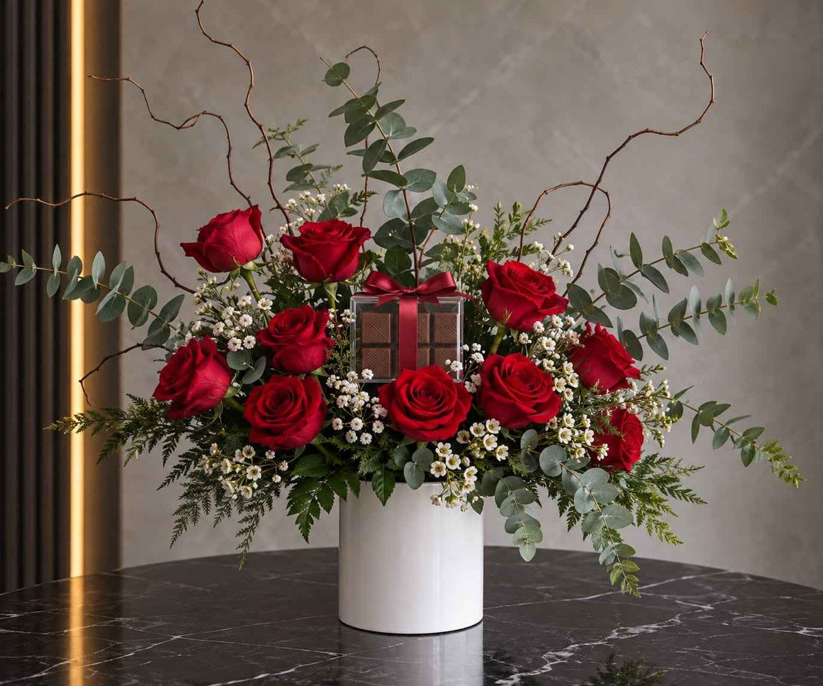 Choco Red Floral Vase 