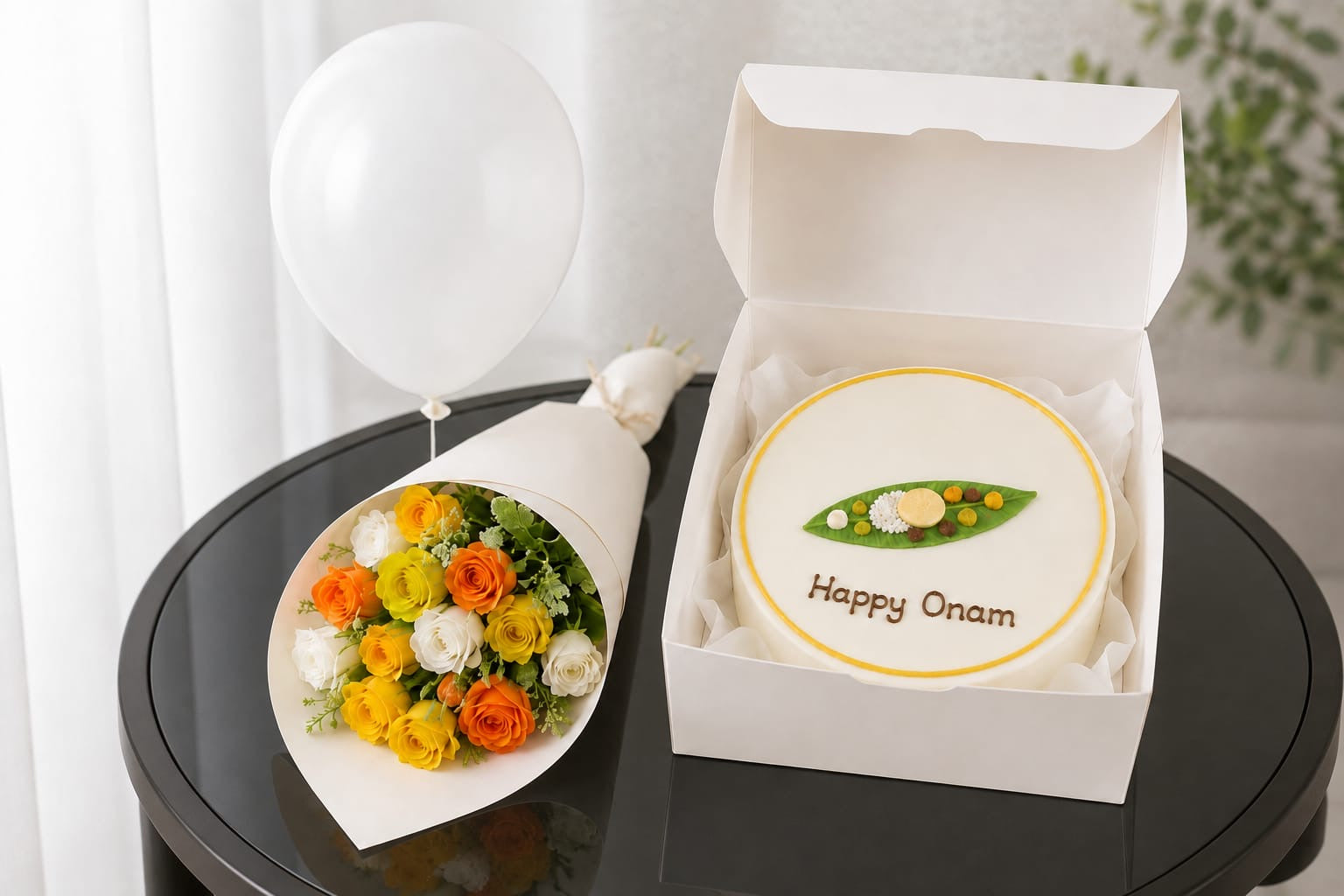 Onam cake and flowers combo