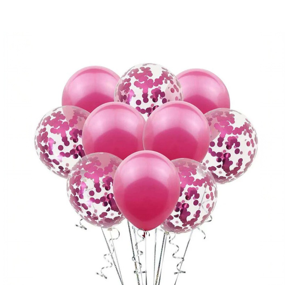 Pink Spark Celebration Helium Balloons – 10pcs Set