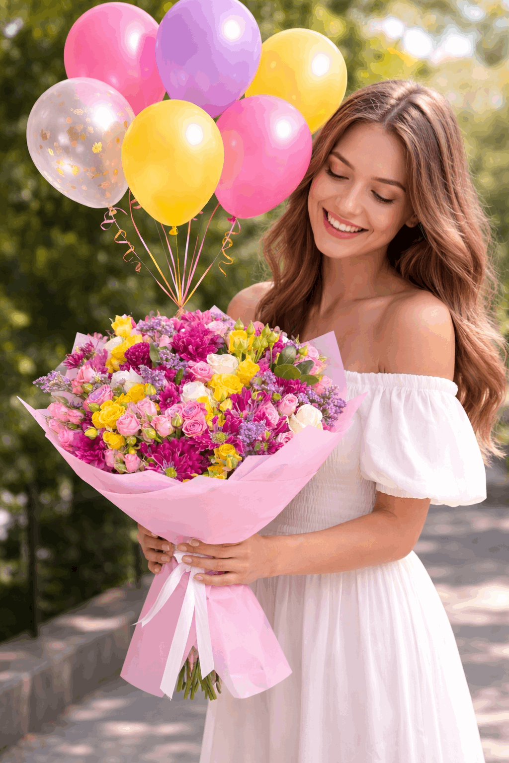 The Festive Floral & Balloon Set - Ward and Haneen - Buy Flower in hawally, Kuwait