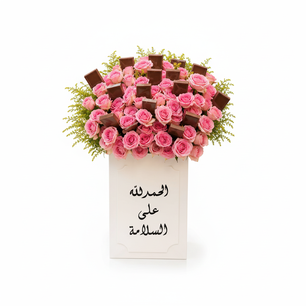 Pink Roses & Chocolate Arrangement 001