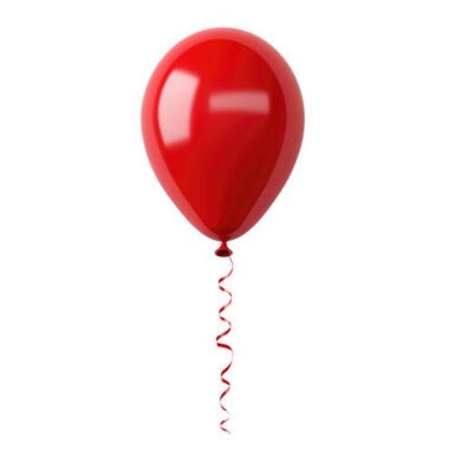 Colorful helium balloon from Ward and Haneen, floating with vibrant patterns and shiny surface for celebration decoration.