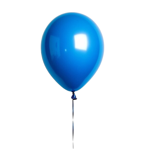 Colorful helium balloon from Ward and Haneen, floating with shiny surface and vibrant patterns.