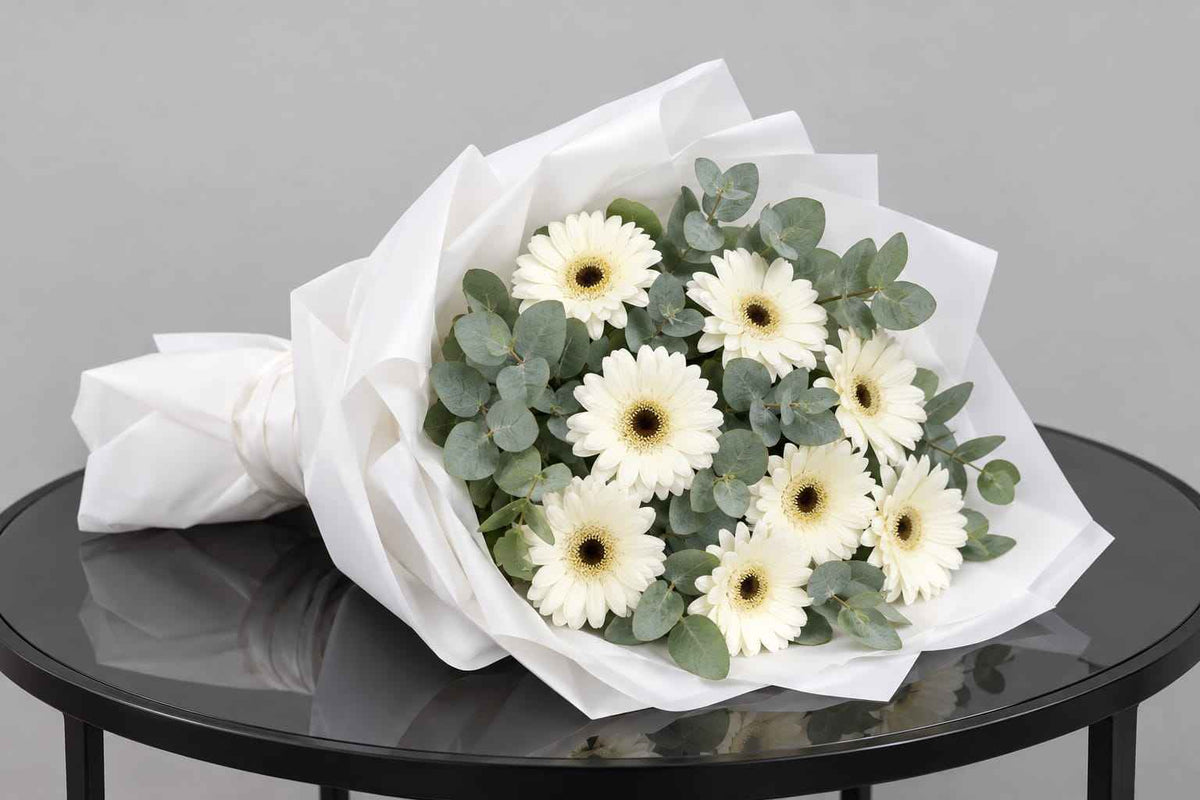 Fresh White Gerbera Bouquet
