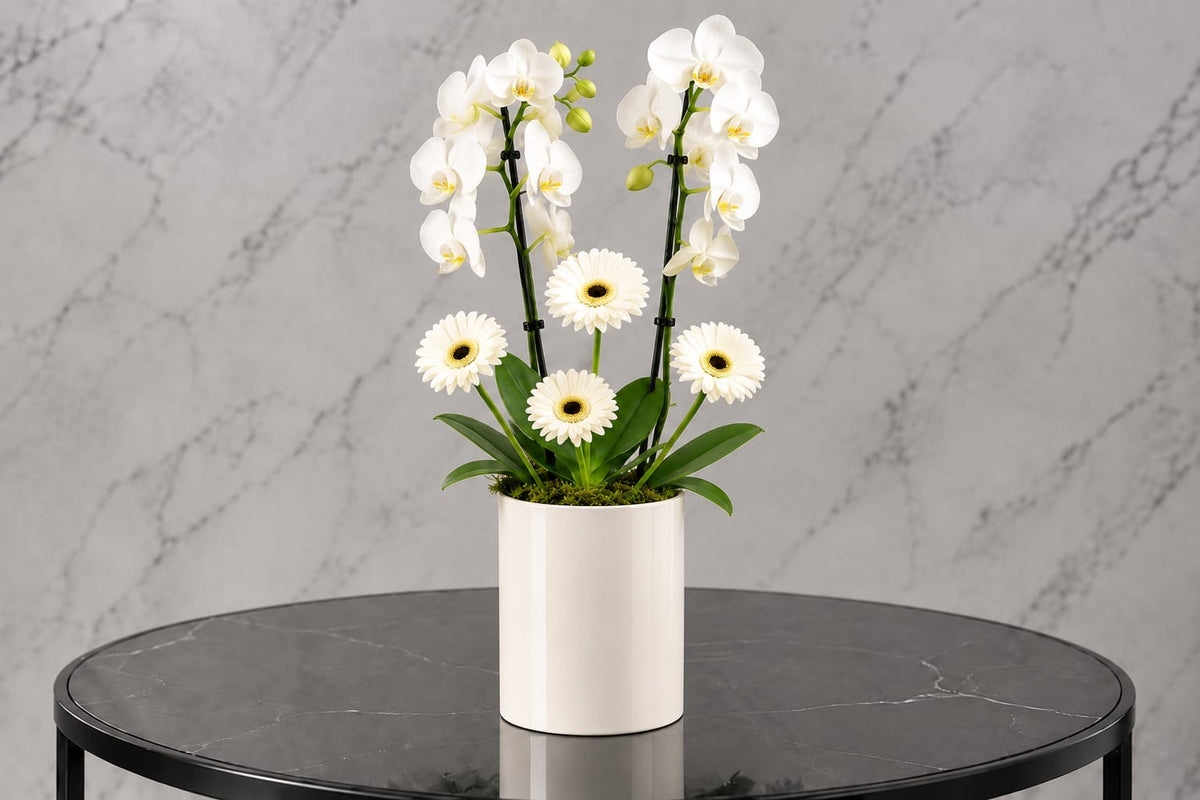 Ivory Orchid Vase w25