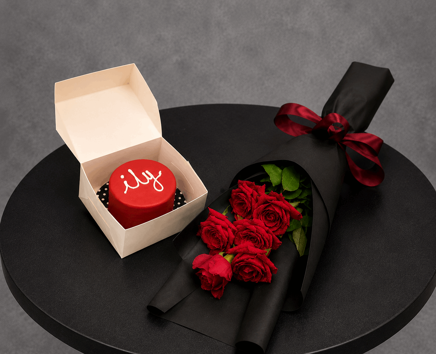 ❤️ ILY Mini Bento Cake & Roses Set - Ward and Haneen - Buy Flower in hawally, Kuwait