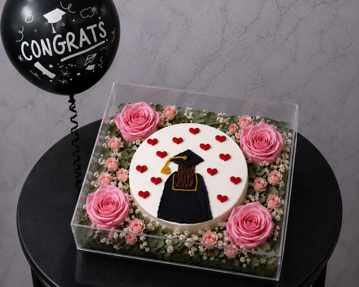 Luxury Graduation Cake & Floral Box - Ward and Haneen - Buy Flower in hawally, Kuwait