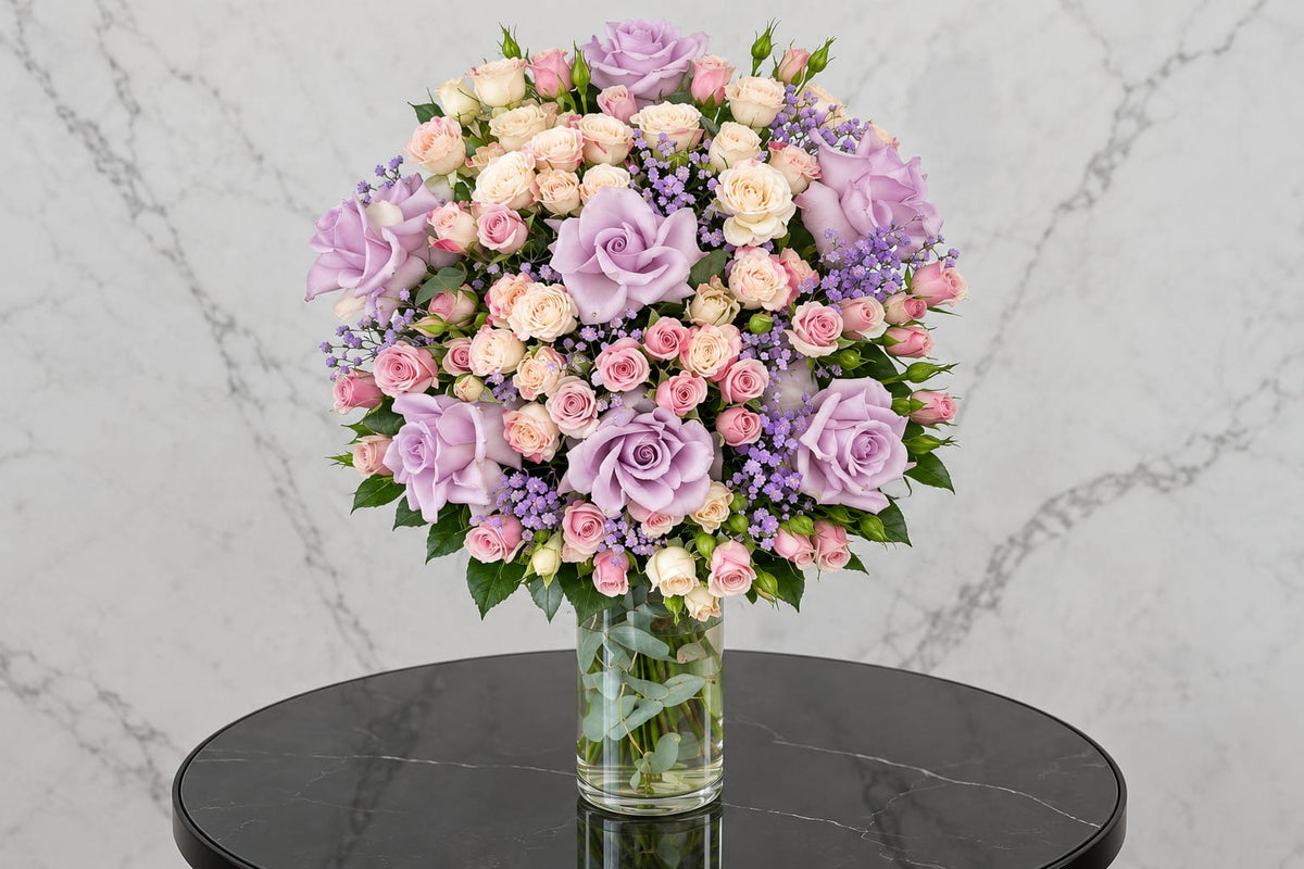 Purple Peach Floral Vase