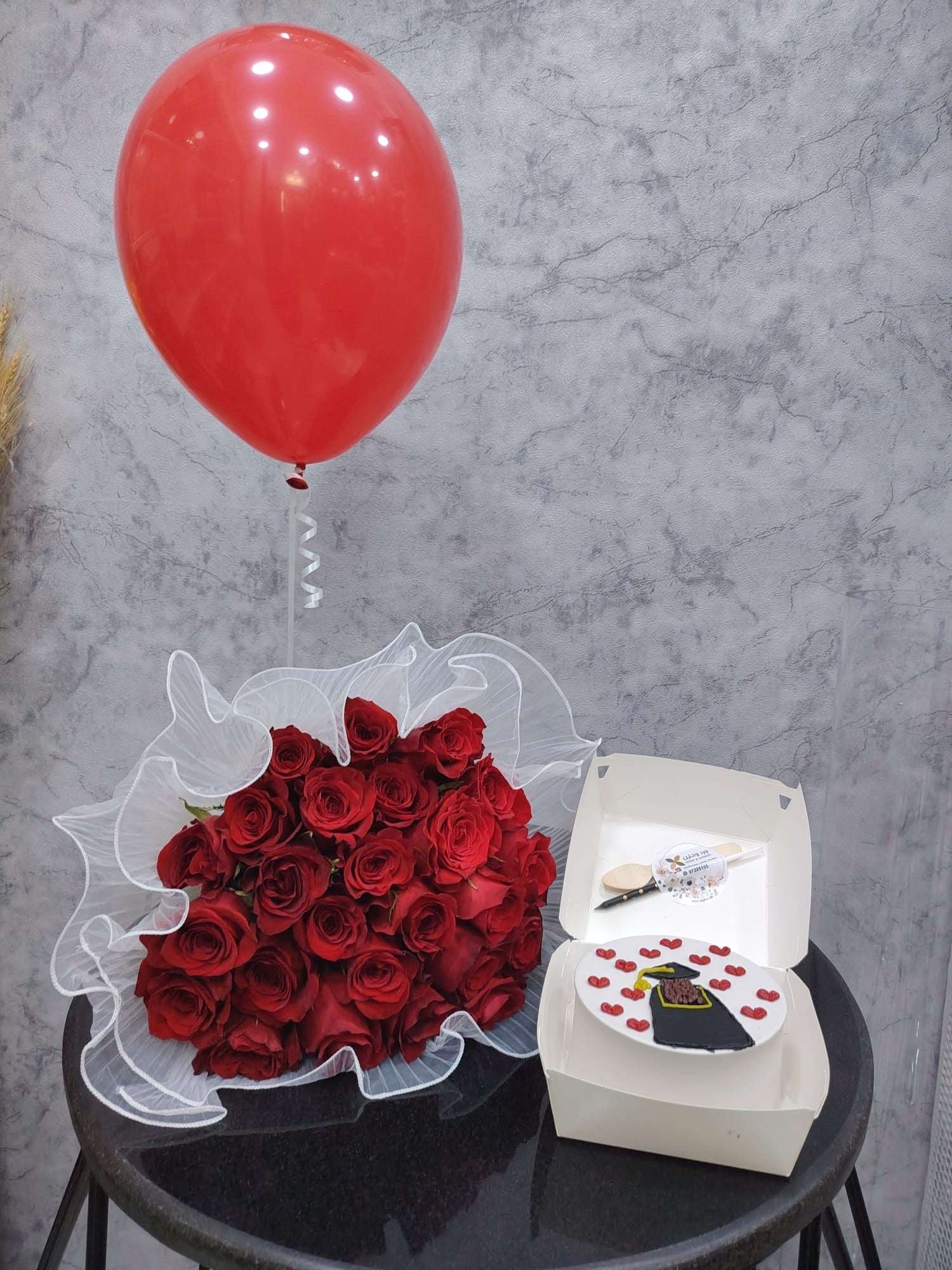 🎓 Red Roses & Graduation Cake Set - Ward and Haneen - Buy Flower in hawally, Kuwait