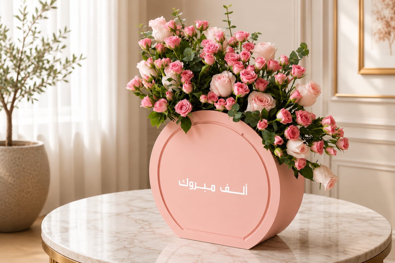 Pink rose congratulations flower box by Ward and Haneen with vibrant pink roses arranged in a stylish gift box.