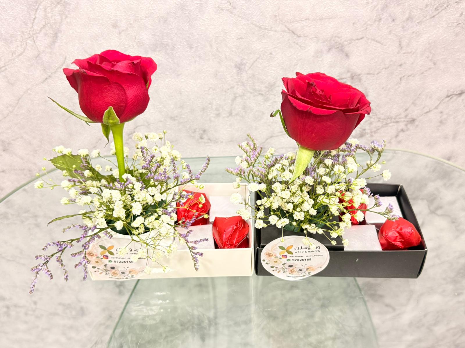 Mini Chocolate Box with single Flower