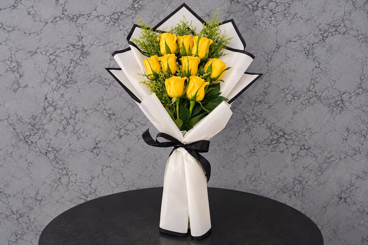 💛 Sunny Yellow Roses Bouquet 01