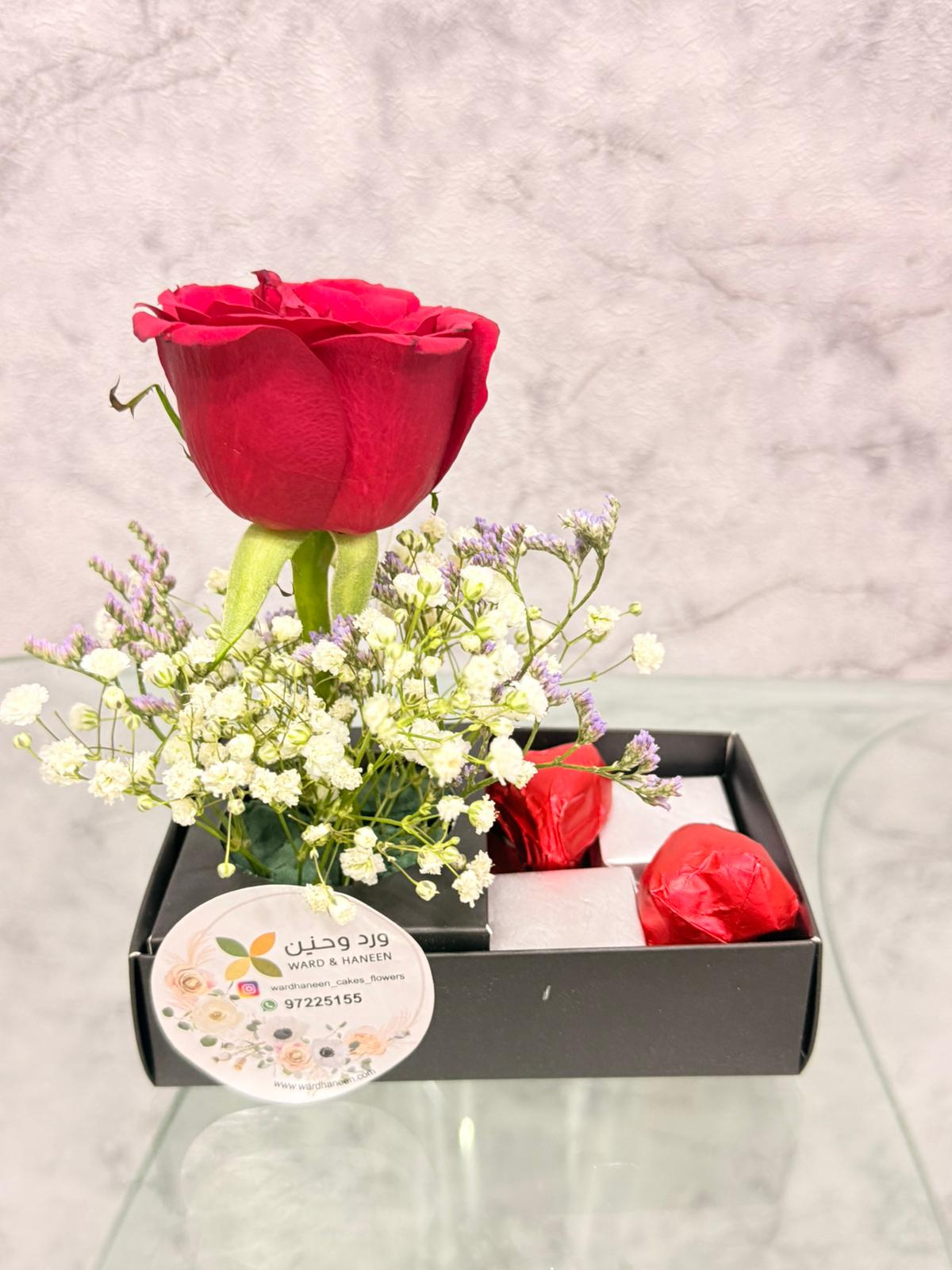 Mini Chocolate Box with single Flower