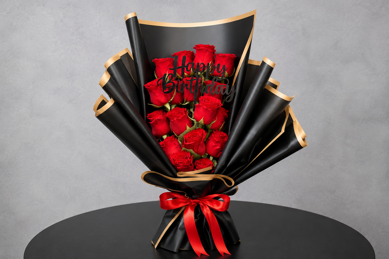 Happy Birthday Red Rose Bouquet