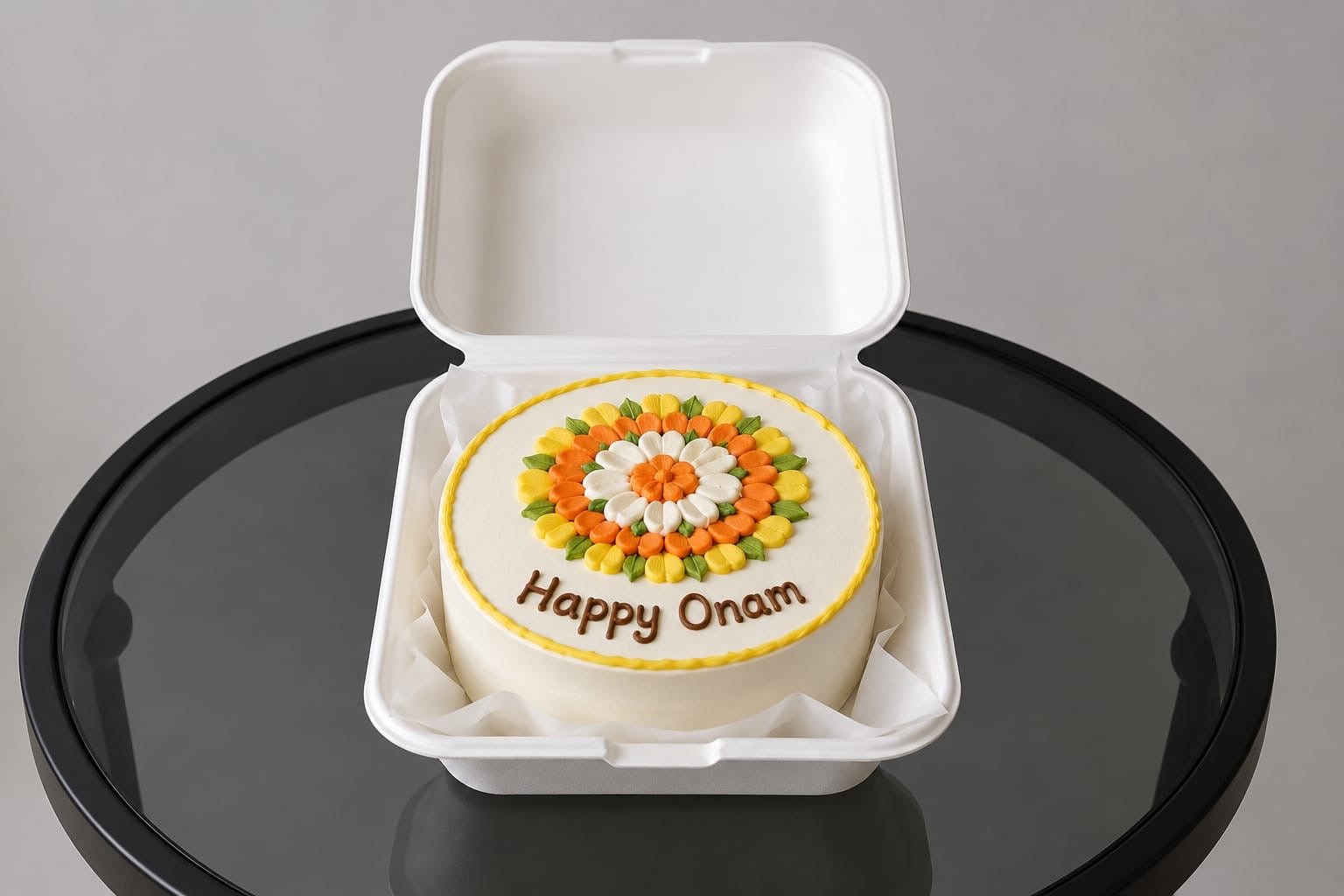 Pookalam bent cake