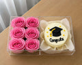 Graduation Acrylic Gift Box – Pink Roses & Bento Cake - Ward and Haneen - Buy Flower in hawally, Kuwait