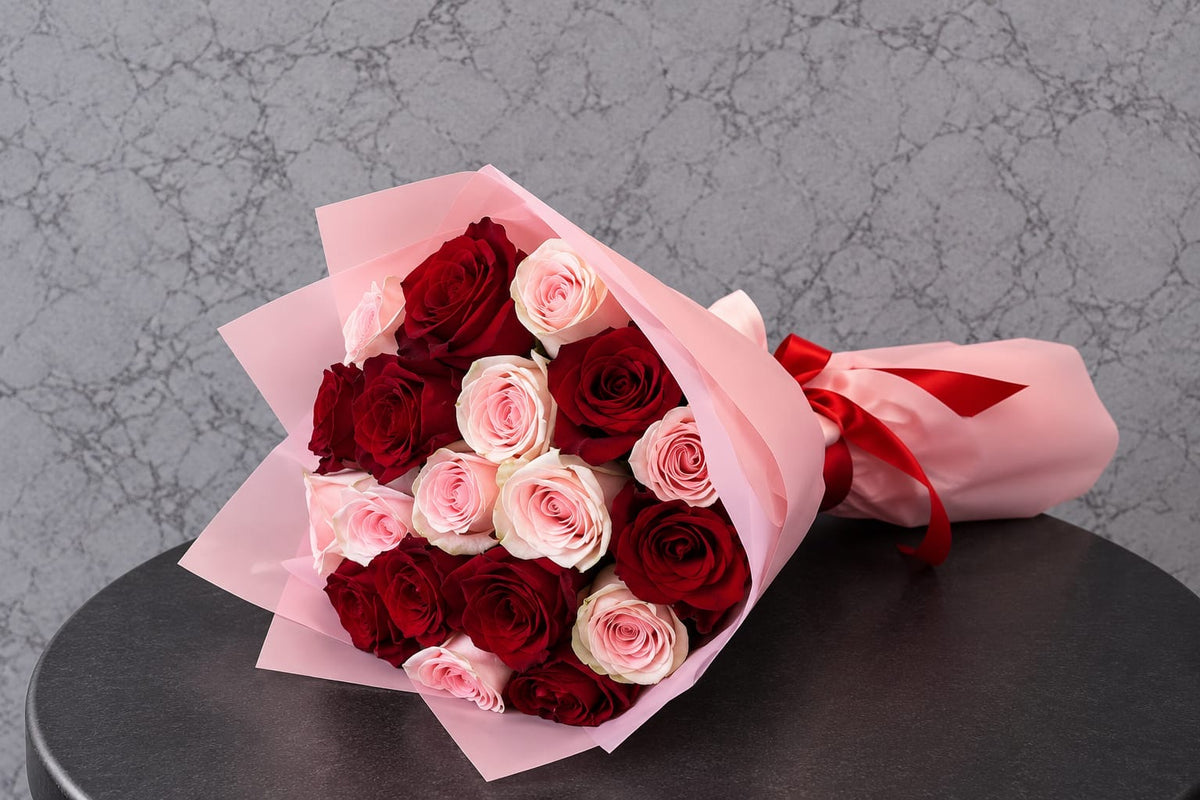 Pink & Red Jalwa Roses Bouquet