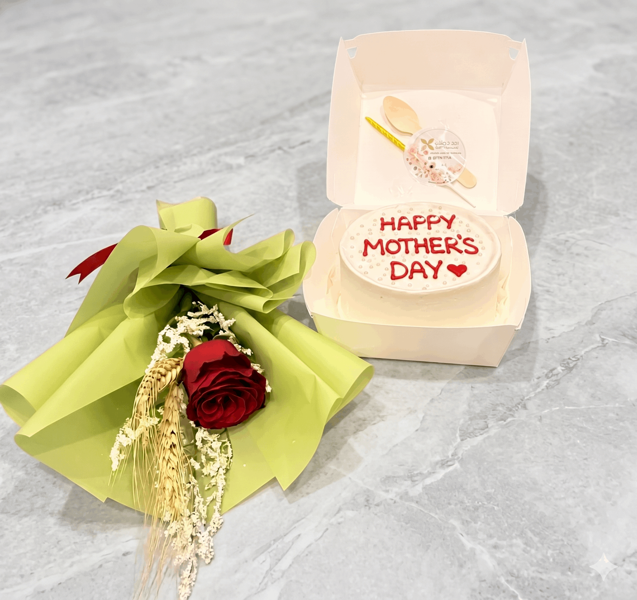 Mother’s Day Bento Cake & Rose Duo - Ward and Haneen - Buy Flower in hawally, Kuwait