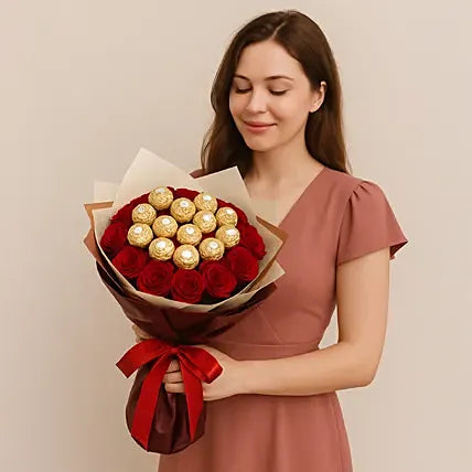 Red Roses & Ferrero Bouquet