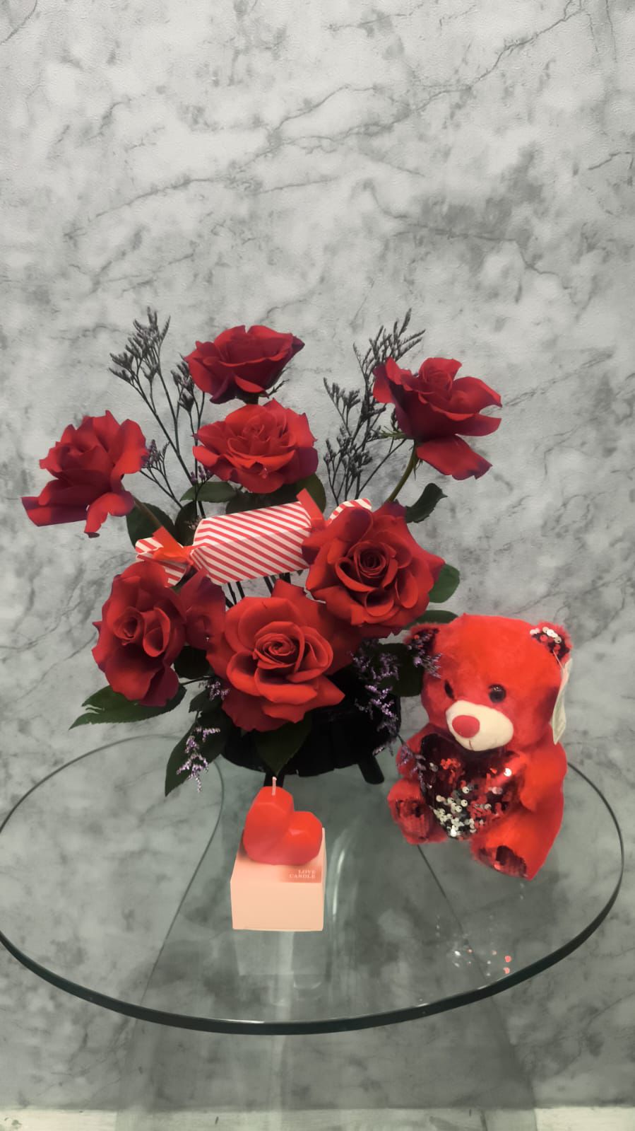 Red Romance Roses & Teddy Combo