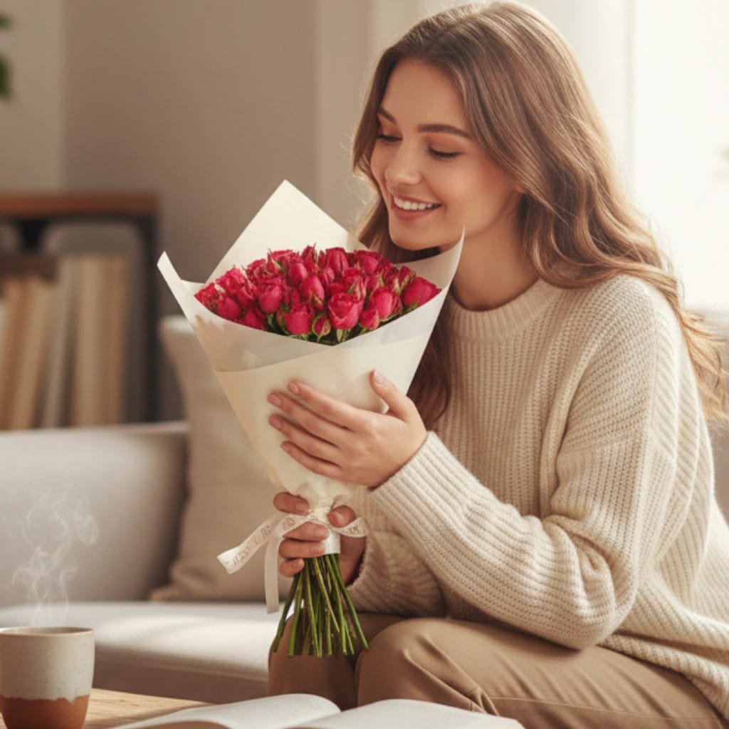 Blush red 13 Stems baby Roses bouquet