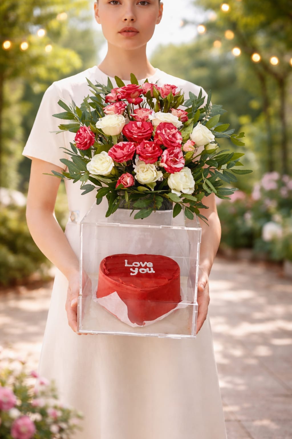 Eternal Love floral and cake box by Ward and Haneen, decorated with colorful flowers and designed for special occasions.