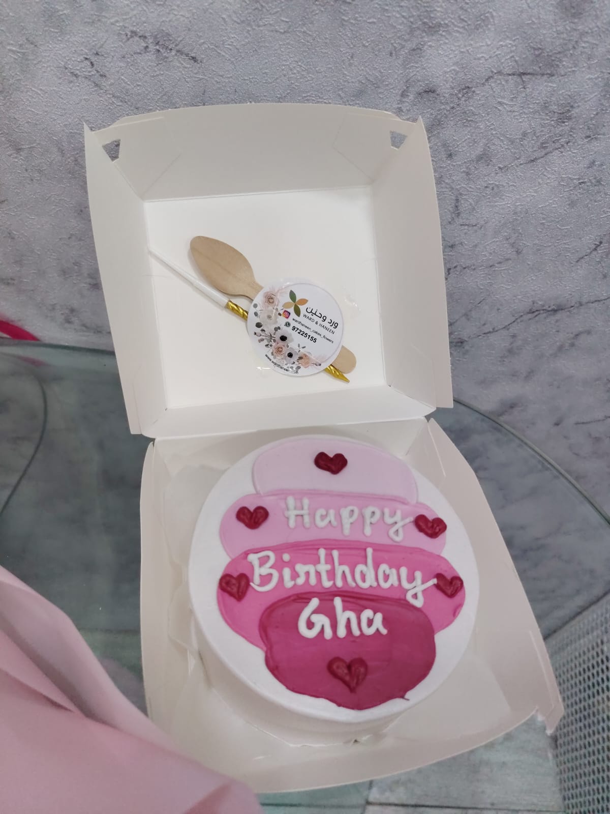 Pink Hearts Ombré Birthday Mini Bento Cake