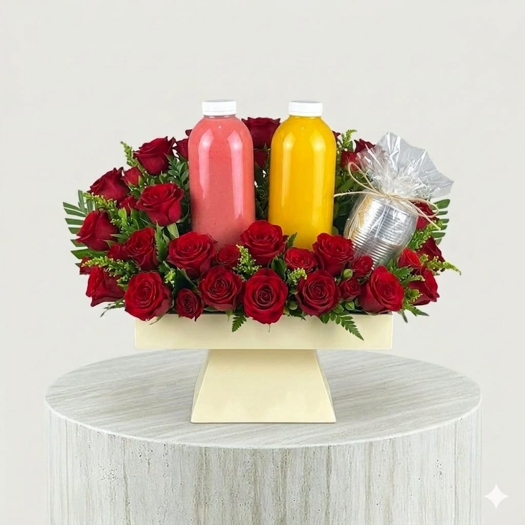 The Grand Get-Well Rose & Juice Tray