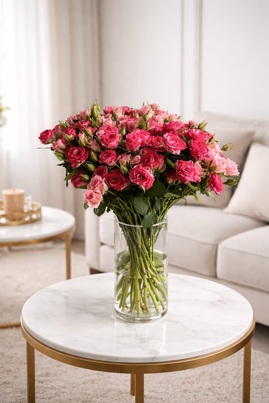 Spray roses in the vase