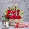 Premium Rose Basket with Golden Topper