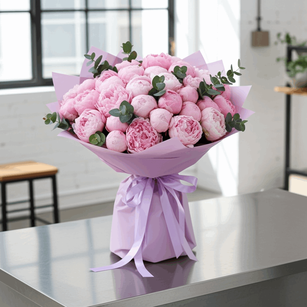 50 pcs Pink Peony Grande Bouquet - Ward and Haneen - Buy Flower in hawally, Kuwait
