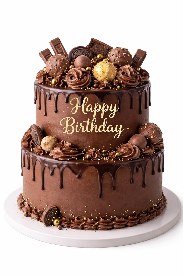 Gilded Truffle Two-Tier Birthday Cake