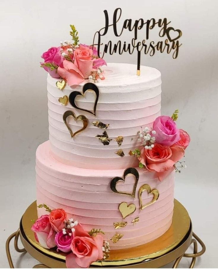 Blushing Romance Two-Tier Anniversary Cake