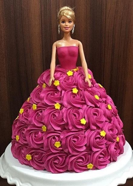 Barbie Berry Rosette Doll Cake