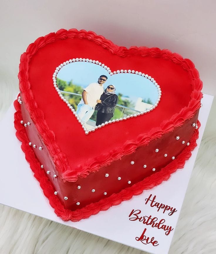 Eternal Love Photo Heart Cake – 7 inch / 9 inch