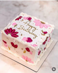 Blossom & Gold Square Birthday Cake – 7 inch / 9 inch