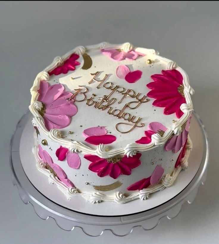 Blossom & Gold Birthday Cake – 7 inch / 9 inch