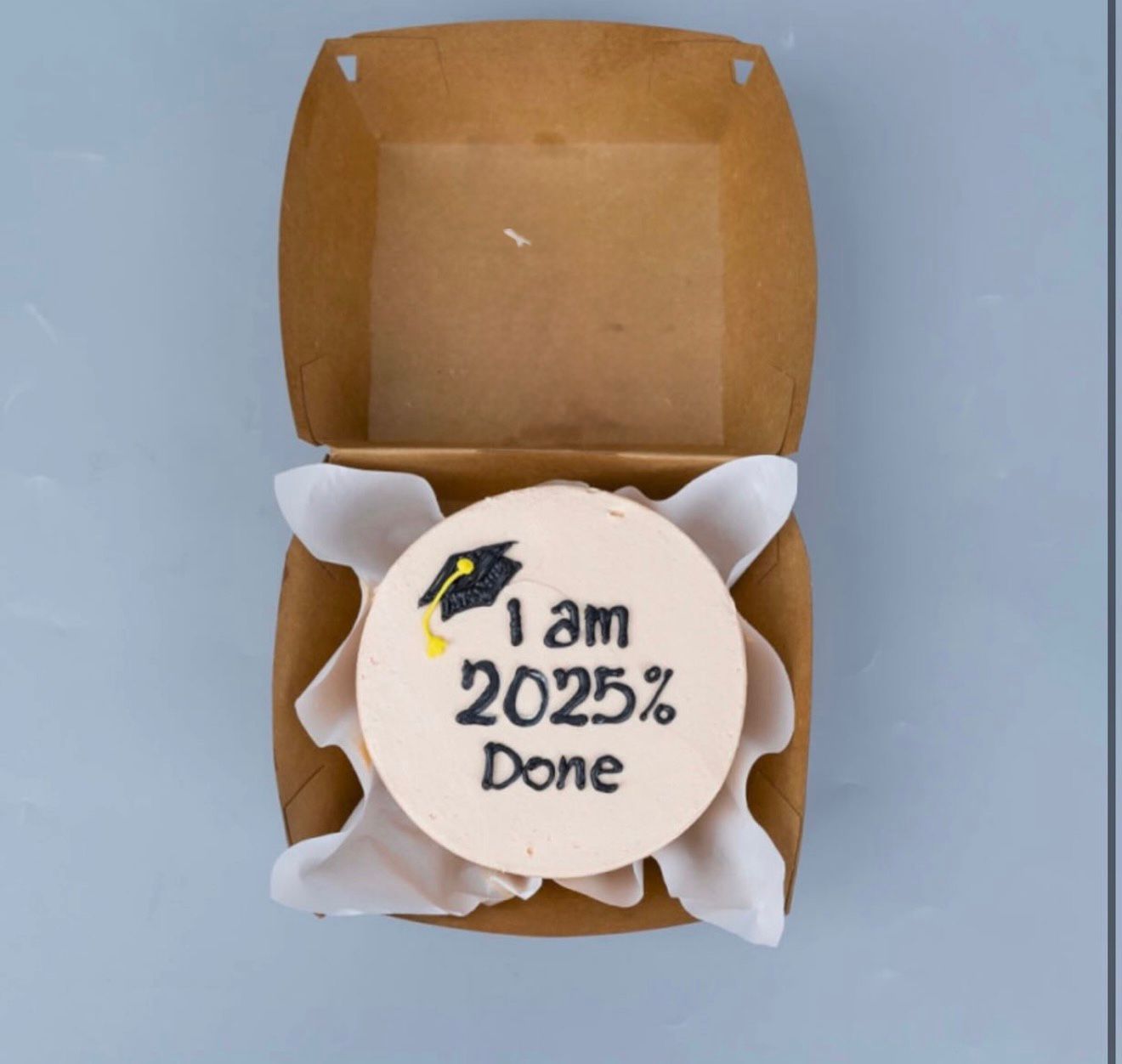 "2025% Done" Graduation Mini Bento Cake