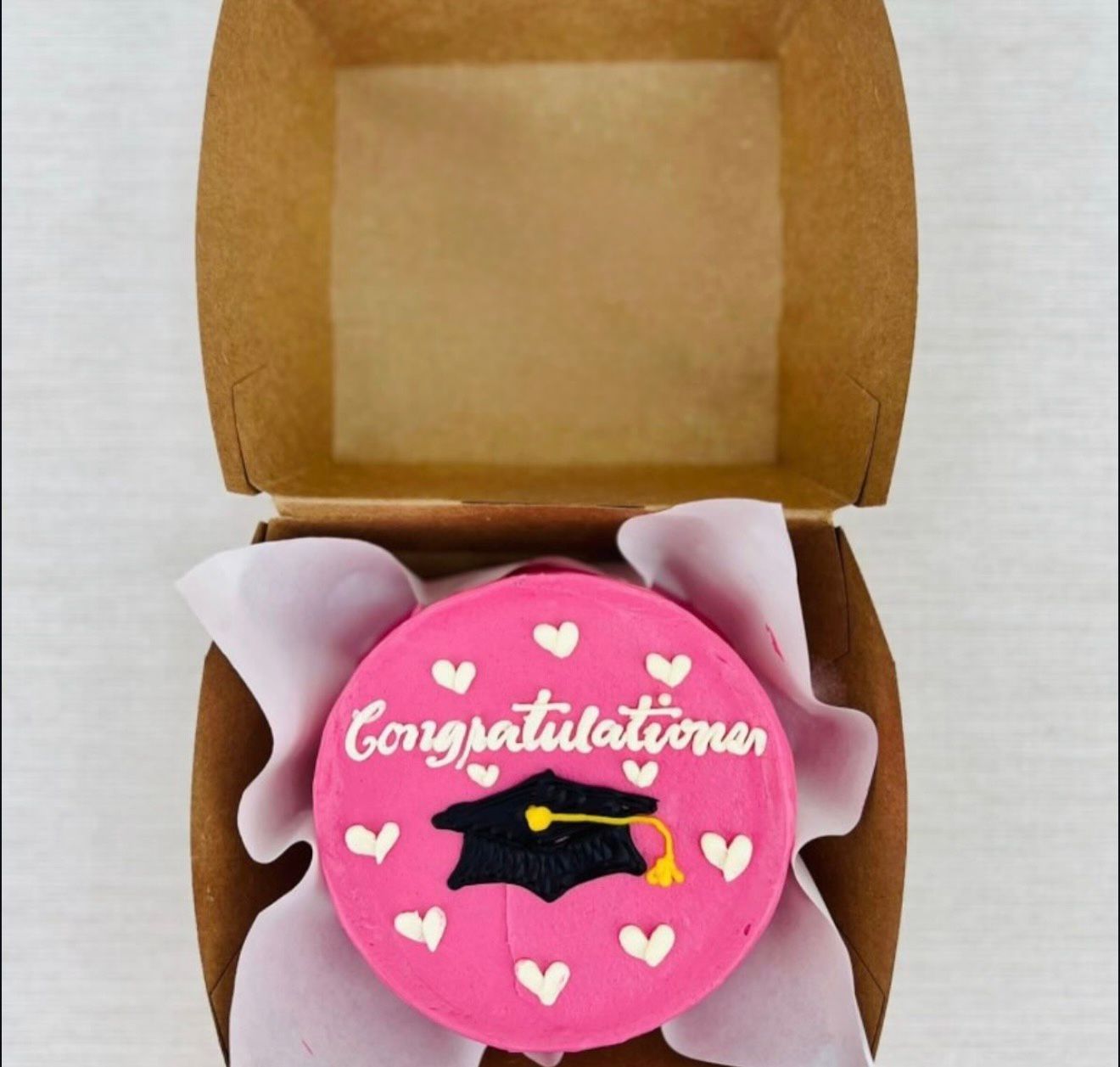 Pink Graduation Heart Mini Bento Cake