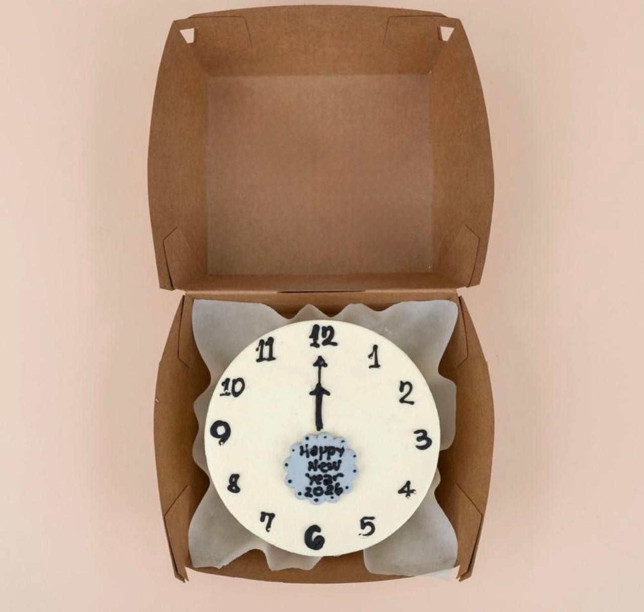 Happy New Year 2026 Clock Mini Bento Cake