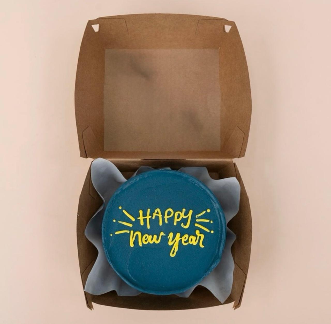 Happy New Year Fireworks Mini Bento Cake – Teal Blue