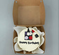 Ward and Haneen Glamour & Glow Makeup Mini Bento Cake in white with decorative details on a white background.