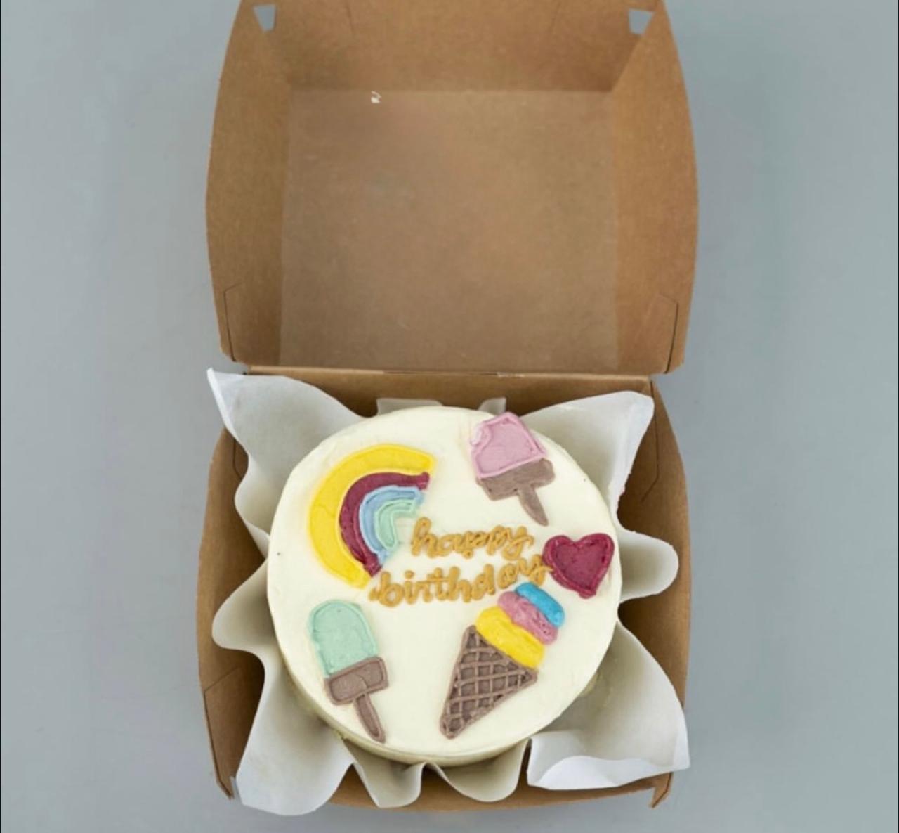 Ice Cream & Rainbows Birthday Mini Bento Cake – White