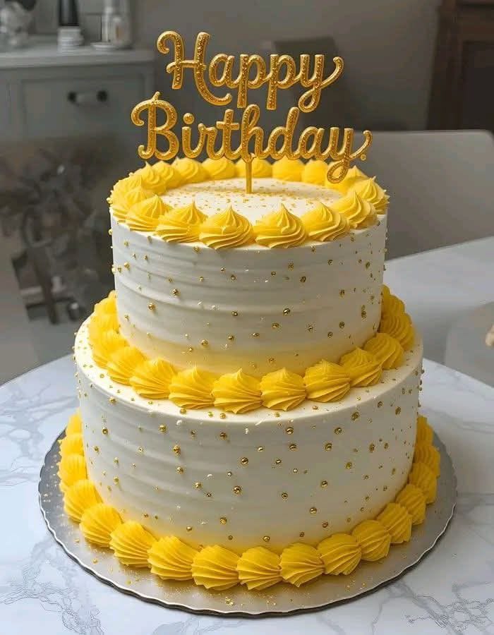 White & Yellow Celebration Cake 💛